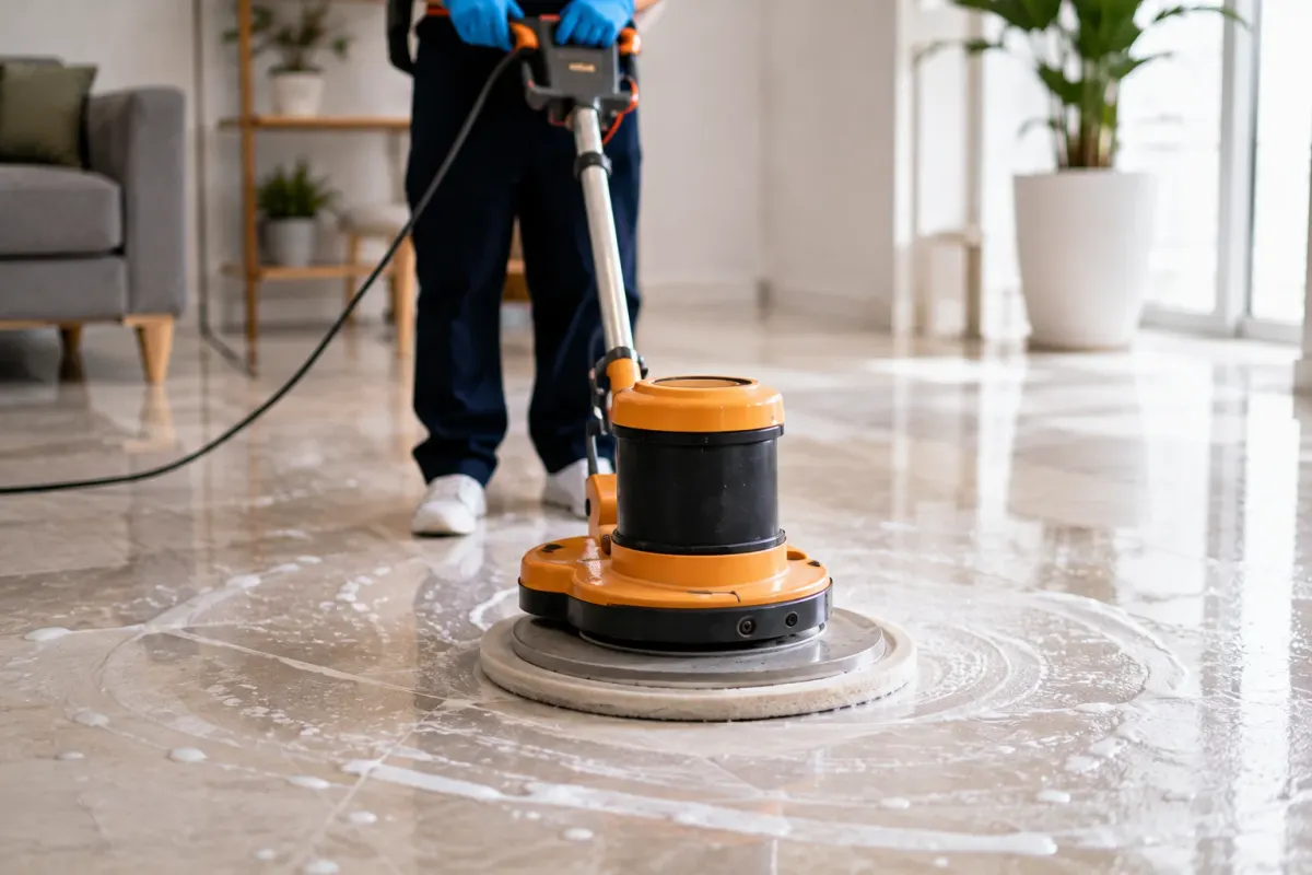 ใช้เครื่องขัดพื้นขัดคราบฝังลึกในงาน Big Cleaning